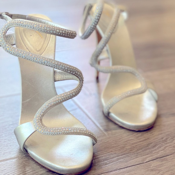 Silver jeweled Giuseppe Zanotti heels; size 38; worn twice - Picture 4 of 6